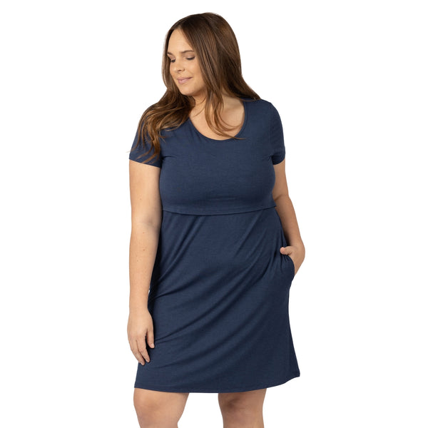 Eleanora Maternity & Nursing Dress - Navy Heather