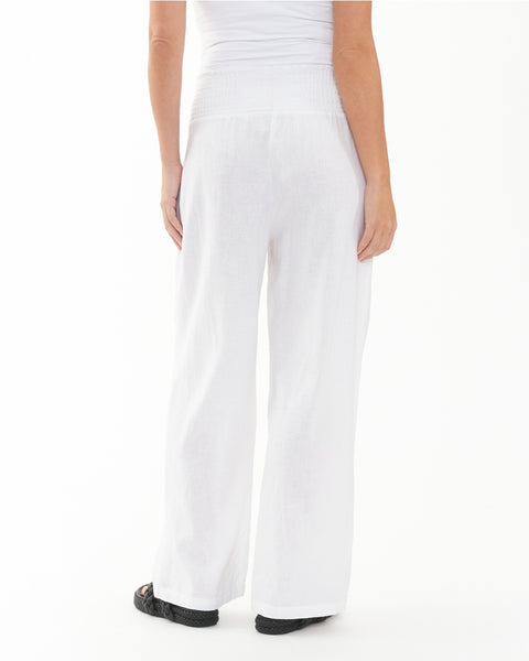 Indi Wide Leg Lenin Pant - White