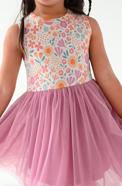 Bamboo + Tulle Dress - Spring Floral Daisy