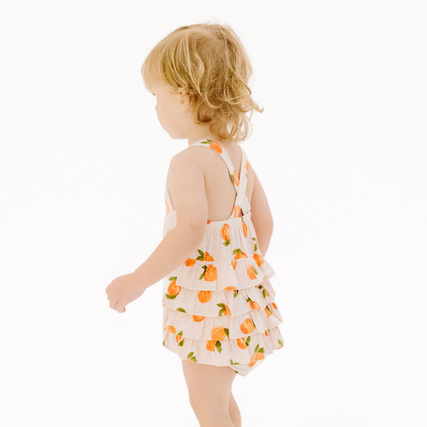 Ruffle Sunsuit - Watercolor Peaches