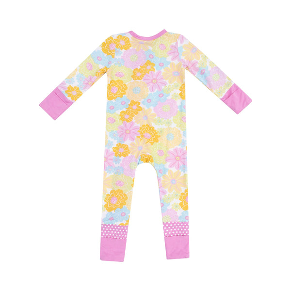 Bamboo Zipper Romper - Sunny Dahlias