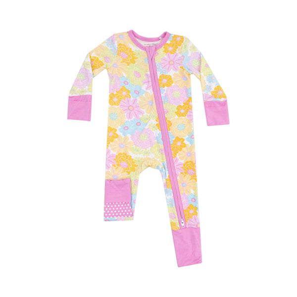 Bamboo Zipper Romper - Sunny Dahlias