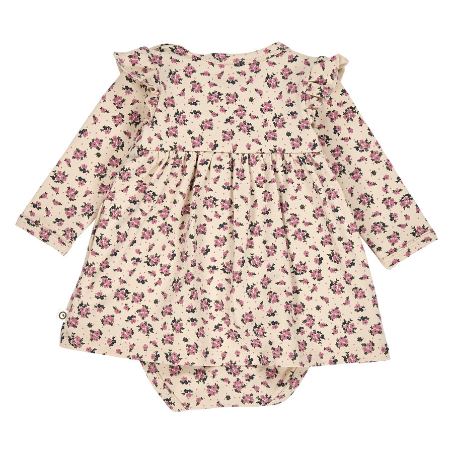 Zinna Floral Print Long Sleeve Bodysuit Dress