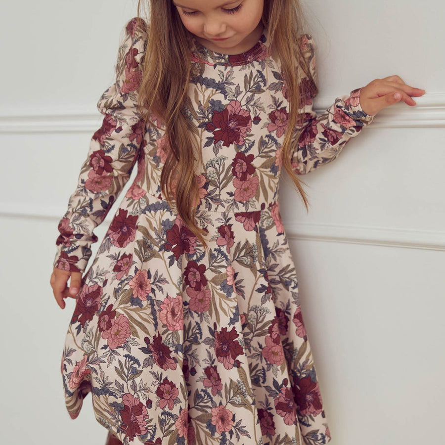Bliss Floral Print Long Sleeve Swing Dress