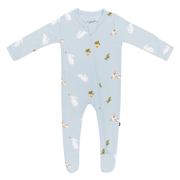 Bamboo Zippered Footie - Ice Rabbit