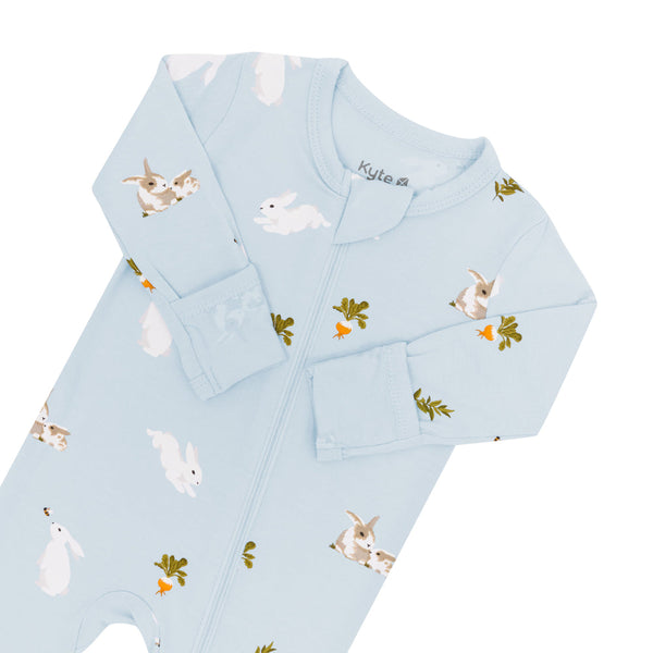 Bamboo Zippered Footie - Ice Rabbit