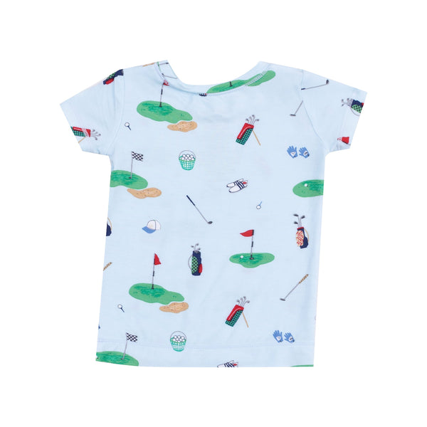 Short Sleeve Bamboo Loungewear Set - Golf Things Blue