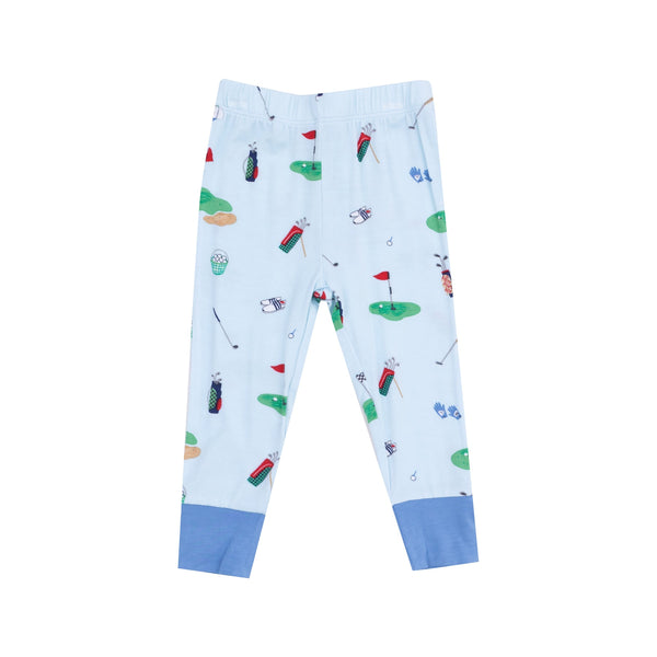 Short Sleeve Bamboo Loungewear Set - Golf Things Blue