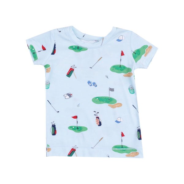 Short Sleeve Bamboo Loungewear Set - Golf Things Blue