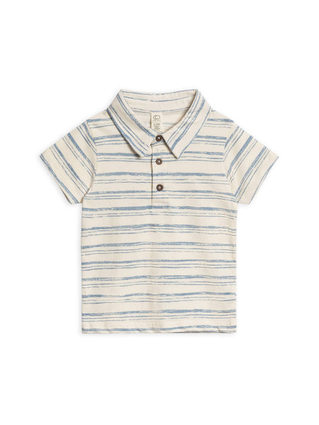 Organic Ben Short Sleeve Polo - Wave Stripe / Rain