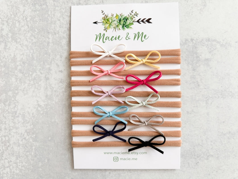 Set of 10 Suede Tied Bows - Basics