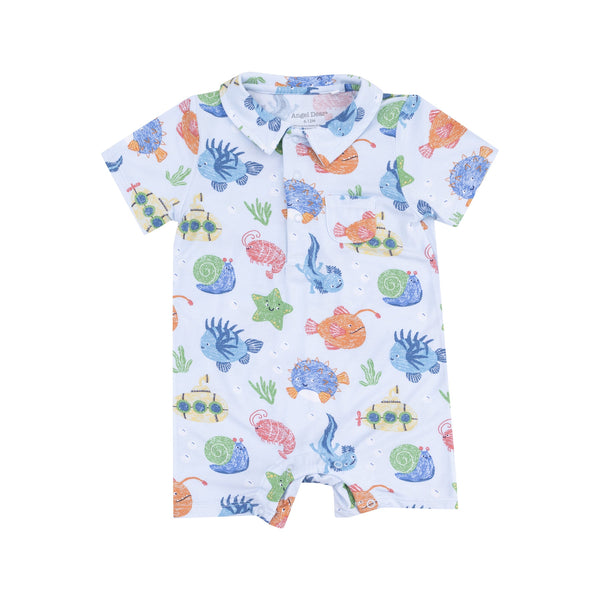 Polo Shortie Romper - Cute Ocean Creatures