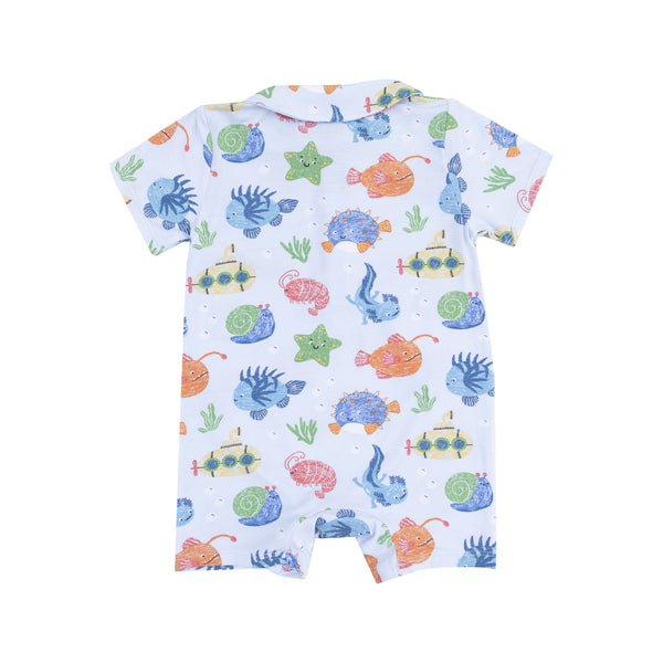 Polo Shortie Romper - Cute Ocean Creatures