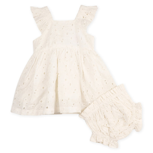 Lily Schiffli Floral Baby Girl Dress and Bloomers