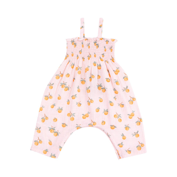 Tie Strap Smocked Romper - Sweet Clementines