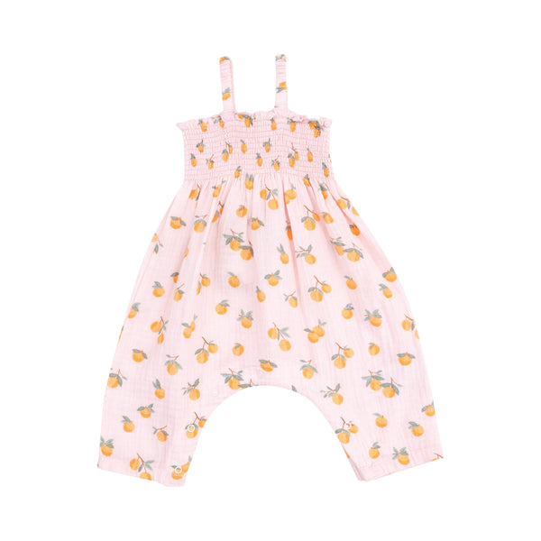 Tie Strap Smocked Romper - Sweet Clementines