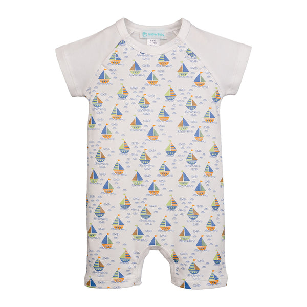 Short Sleeve Sailor Romper - Sailing Sketchy Waters