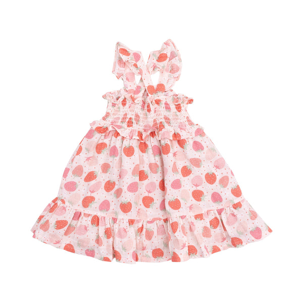 Smocked Ruffle Sundress and Diaper Cover - Strawberry Bliss