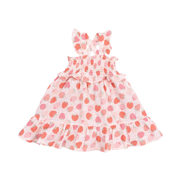 Smocked Ruffle Sundress and Diaper Cover - Strawberry Bliss