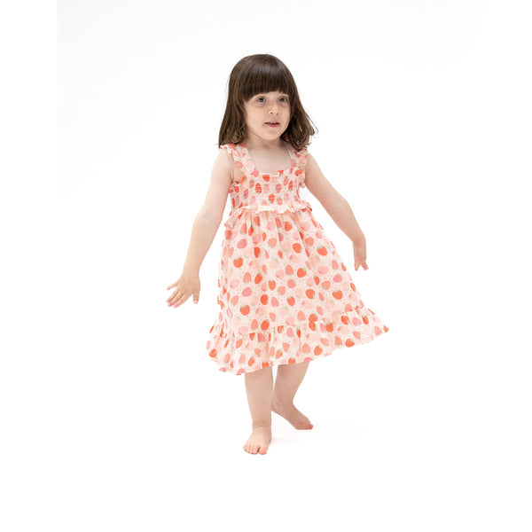 Smocked Ruffle Sundress and Diaper Cover - Strawberry Bliss
