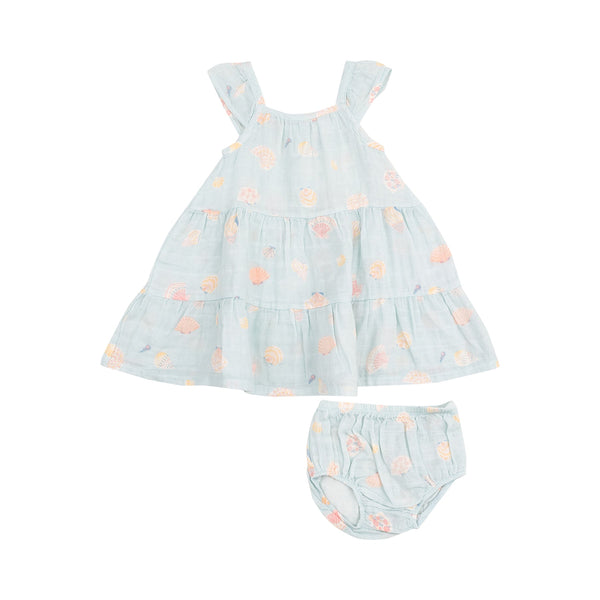 Twirly Sundress and Diaper Cover - Pretty Seashells
