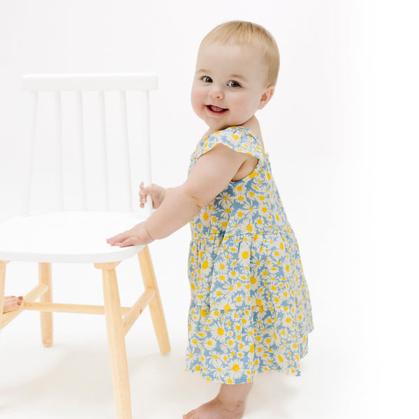Twirly Sundress and Diaper Cover - Shasta Daisy