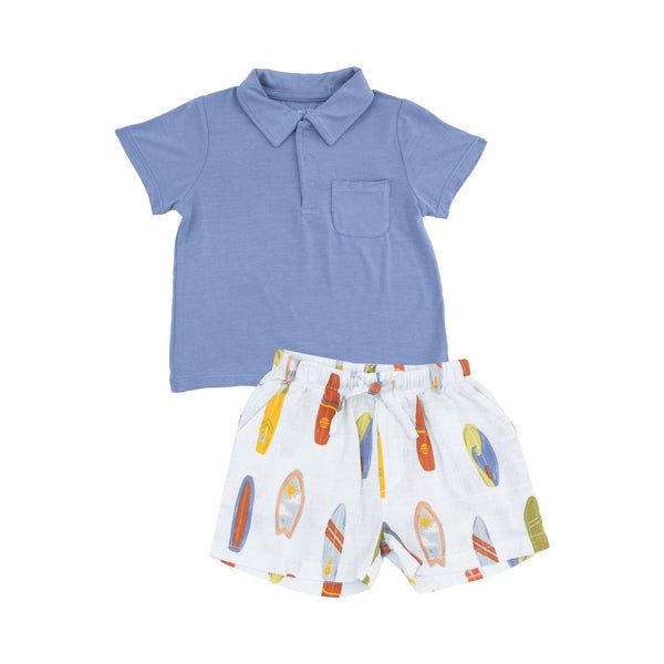 Polo Shirt and Muslin Short - Vintage Surfboard