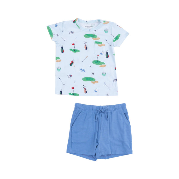 Crew Neck Tee and Short - Golf Things Blue