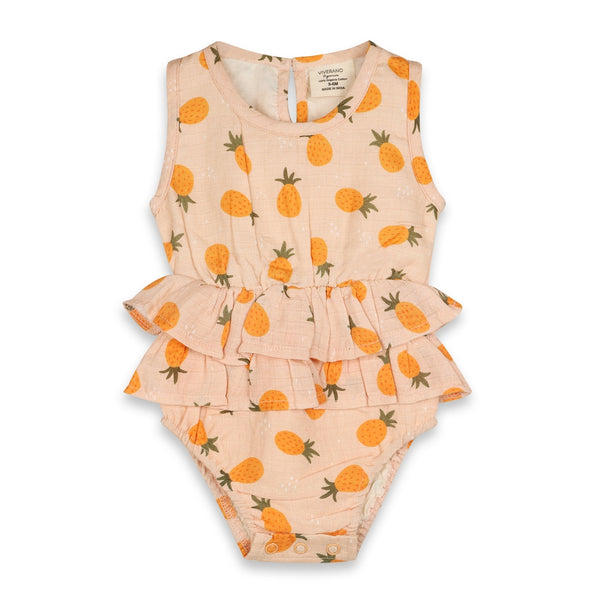 Short Baby Romper - Pineapple Ruffle