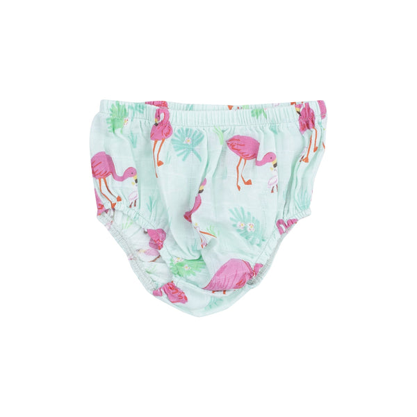 Tie Strap Smocked Sundress and Diaper Cover - Flamingos