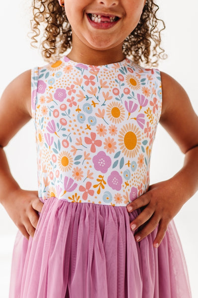 Bamboo + Tulle Dress - Spring Floral Daisy