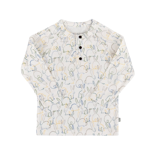 Long Sleeve Henley Shirt - Bunnies