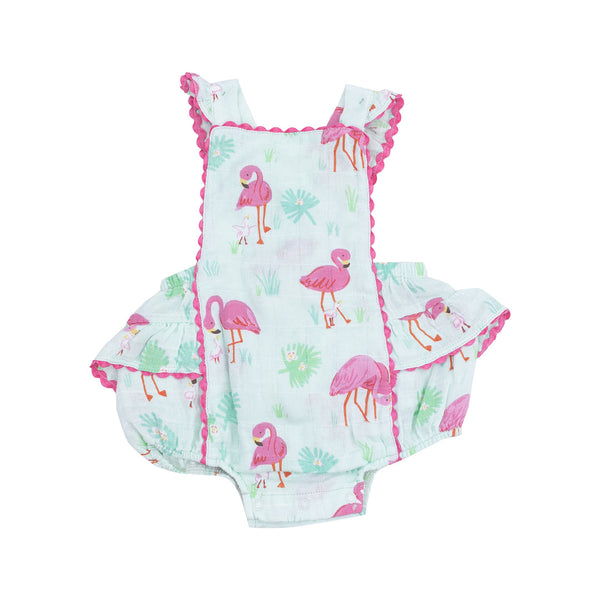 Ruffle Ric-Rac Sunsuit - Flamingos