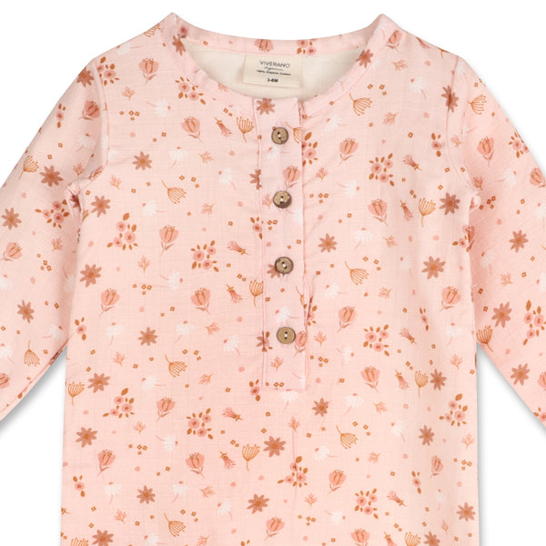 Long Sleeve Jumpsuit - Pink Floral