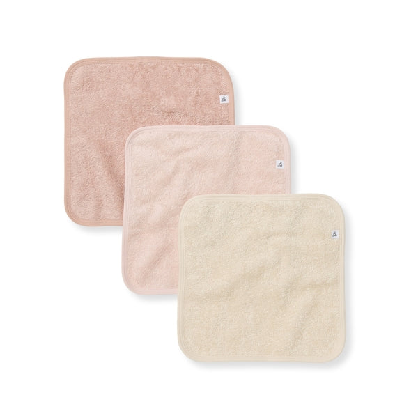 Organic Solid Terry Washcloths 3 Pack - Pink Sand