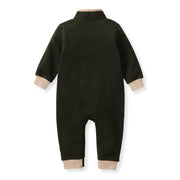 Organic Quarter Zip Baby Boy Jumpsuit - Shadow