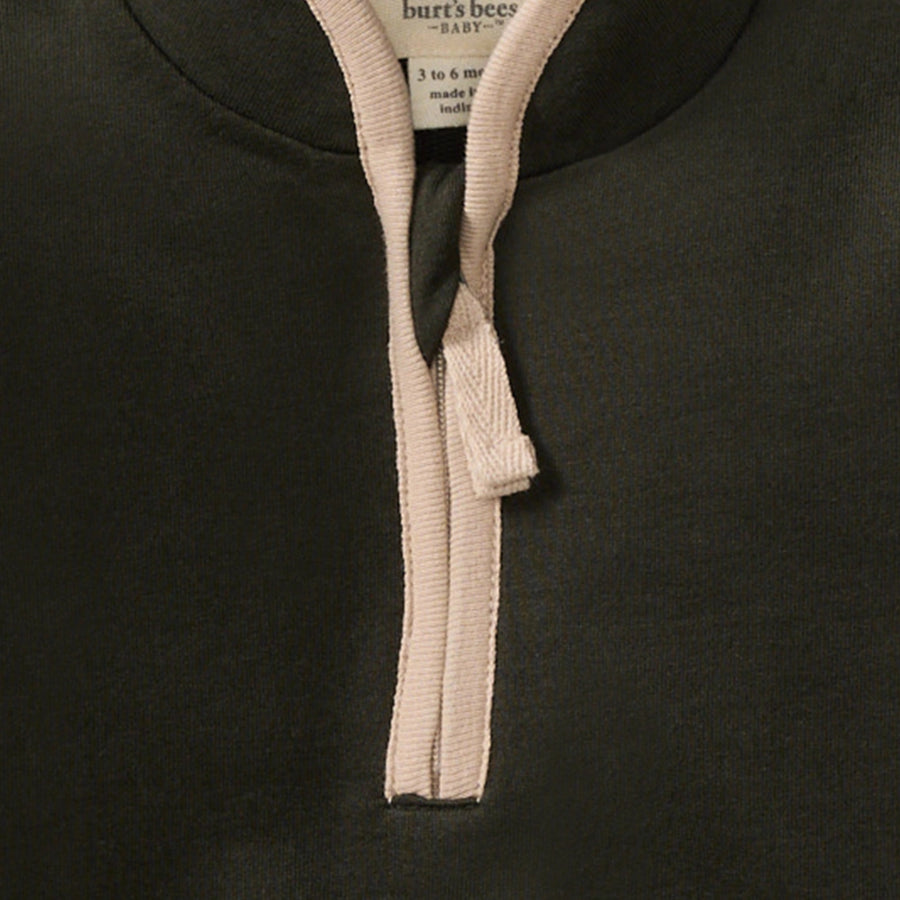 Organic Quarter Zip Baby Boy Jumpsuit - Shadow