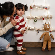 Rugby Peace Stripe Baby Boy Jumpsuit - Brick