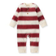 Rugby Peace Stripe Baby Boy Jumpsuit - Brick
