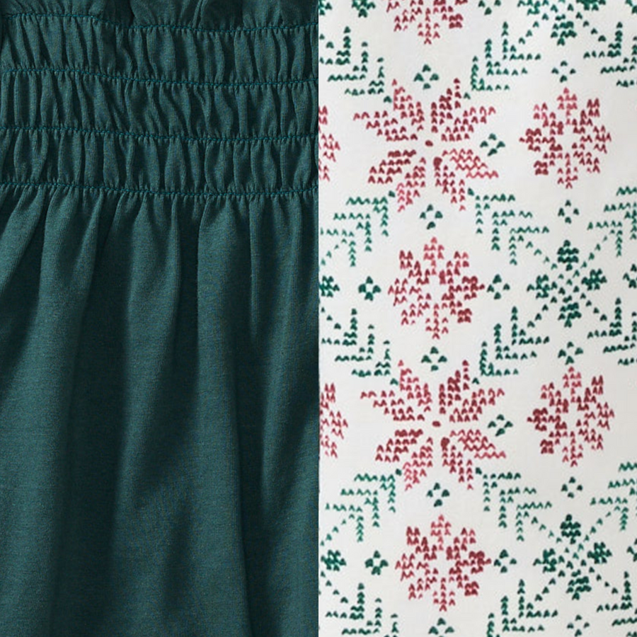 Poinsettia Fair Isle Organic Tunic & Pants Set - Zucchini