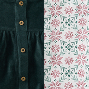 Poinsettia Fair Isle Organic Girl Tee & Dress Set - Zucchini