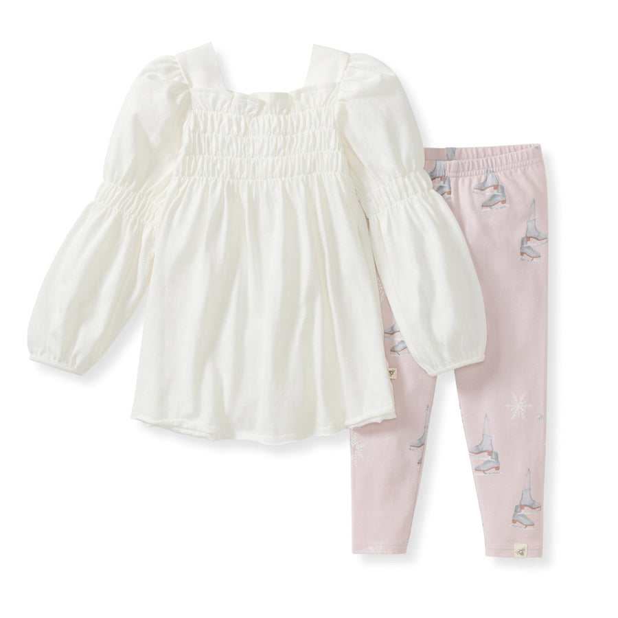 Ice Skates Organic Tunic & Pants Set - Eggshell