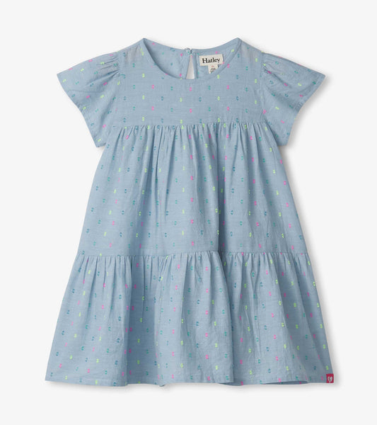 Toddler Girls Chambray Woven Puff Dress