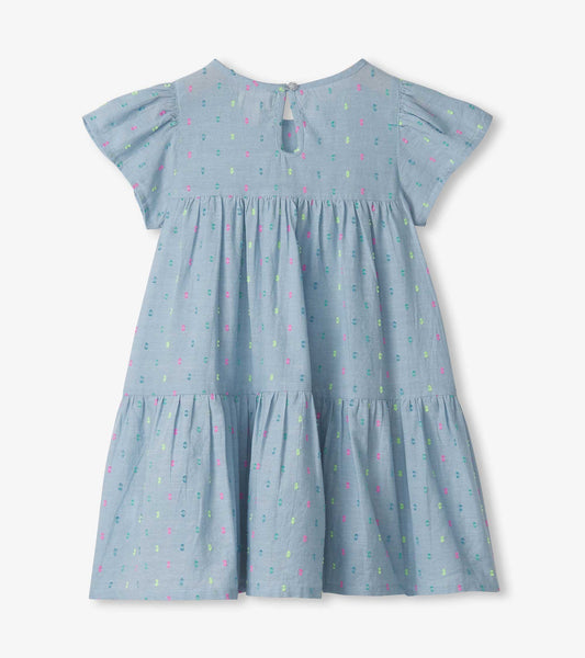 Toddler Girls Chambray Woven Puff Dress