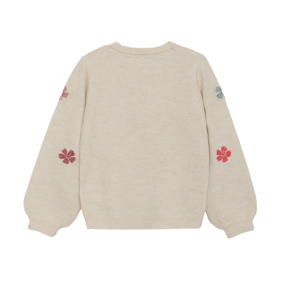 Pullover Knit Sweater - Sandshell Flower