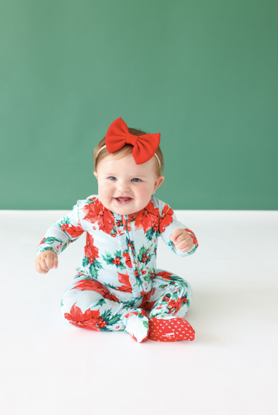 Ruffled Zippered Footie - Winter Lily