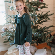 Poinsettia Fair Isle Organic Tunic & Pants Set - Zucchini