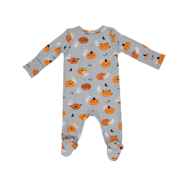 Bamboo Zipper Footie - Pumpkins and Ghosts