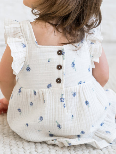 Organic Jane Muslin Dress - Elena Floral/Lilla