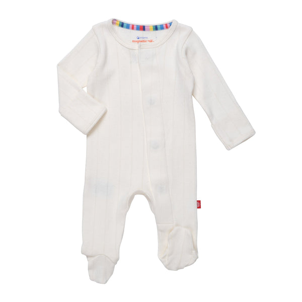 Organic Cotton Pointelle Footie - Love Lines Tofu